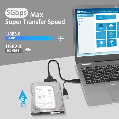 Image of USB 3.0 to SATA III Hard Drive Adapter Cable for 2.5 /3.5 Inch HDD SSD and DVD - 22 Pin (7+15) Converter With Dual USB 3.0 and 2.0 Power Cable