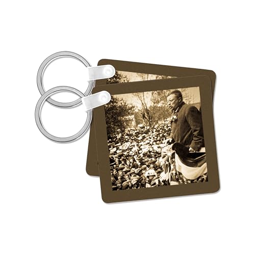 3dRose, President Roosevelt addressing School Children in Iowa 1903 Vintage, set of 2 Key Chains