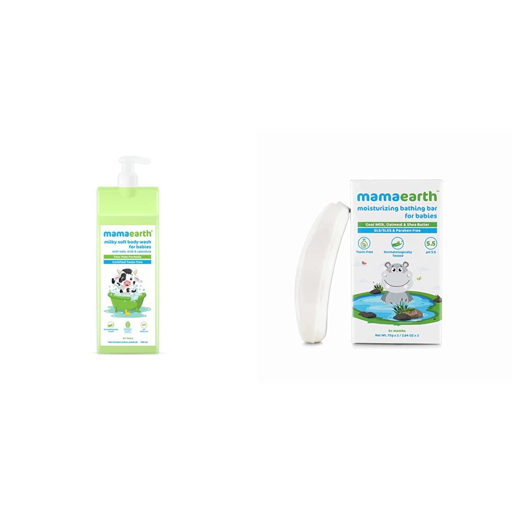 Milky Soft Body Wash for Babies with Oats, Milk and Calendula – 400 ml & Moisturizing Baby Bathing Soap Bar, pH 5.5, with Goat Milk & Oatmeal. Pack of 2, 75gms each (B0B8R2ZYQG) Amazon Price History, Amazon Price Tracker