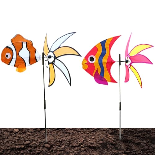 Générique Girouette Décorative Extérieure, Girouette Décorative en Forme de Poisson pour Pelouse, Décorations Résistantes aux Intempéries pour Jardin Terrasse Véranda et Extérieur