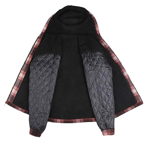 Image of LeeHanTon Mens Flannel Jackets Sherpa Lined Fleece Zip Up Winter Warm Workout Plaid Sweatshirt with Hood