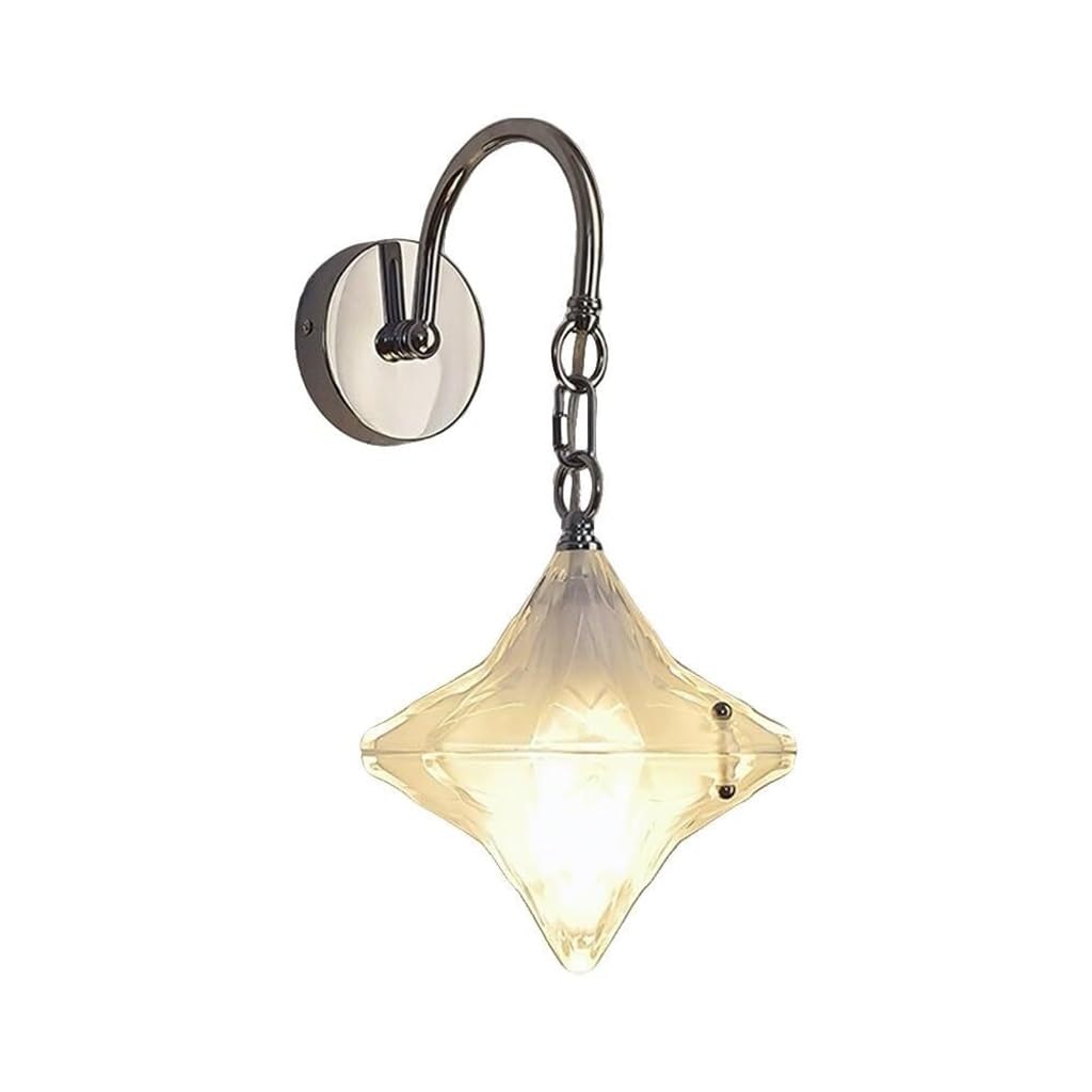 Lámpara de estrella en cristal y cobre para la mesita de noche del dormitorio