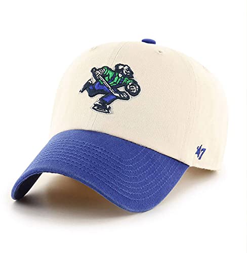  47 Vancouver Canucks Two Tone Clean Up Beige Blue Adjustable Strapback Hat
