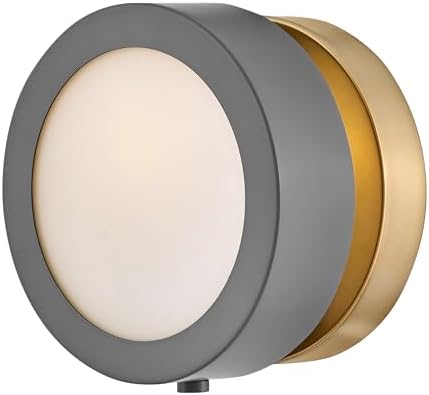 Hinkley Mercer Single Accent Light, Circular Mid-Century Modern Design, Blends Vintage and Glam, Dark Matte Grey Heritage Brass