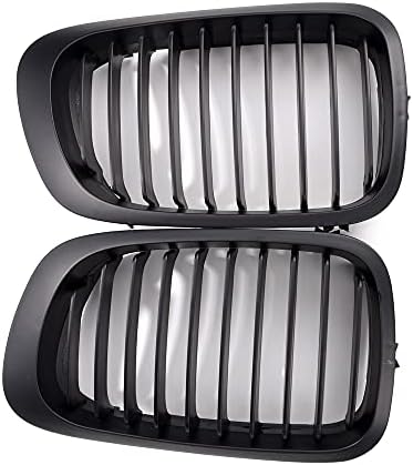 AMOPA Matte Black Front Sport Kidney Grille Grill Compatible with 1999-2002 BMW E46 2-Door Coupe Cabriolet Pre-facelift (2pcs)