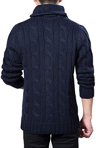 Men's Cable Knit Shawl Collar Cardigan Sweater3