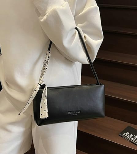 Elegant Ribbon PU Leather Underarm Bag Solid Simple Fashion Shoulder Bags Work Outdoor Handbag for Women 20254