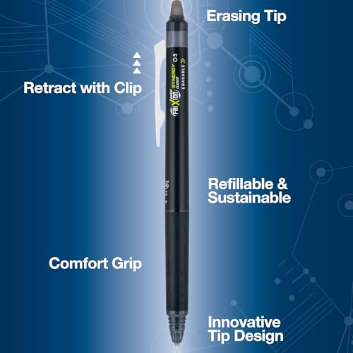 PILOT FriXion Synergy Retractable Clicker Erasable Gel Ink Pens, 0.5mm Extra Fine Point, Black Ink, 25ct Tub - image 4