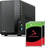 Synology Station de disque NAS DS225+ 2 baies (Intel Celeron J4125 Quad-Core, 2 Go DDR4 SODIMM non ECC, 1 x 2,5 GbE et 1 x port RJ-45 LAN 1 GbE) 16 To avec 2 x 8 To Seagate Ironwolf