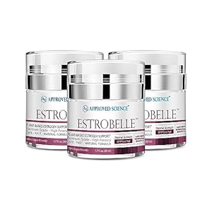 Approved Science Estrobelle – Estrogen Support Cream – Plant Based – Hormone-Free – 1.7 Fl Oz. each – Lemongrass Scent – 3 Month Supply