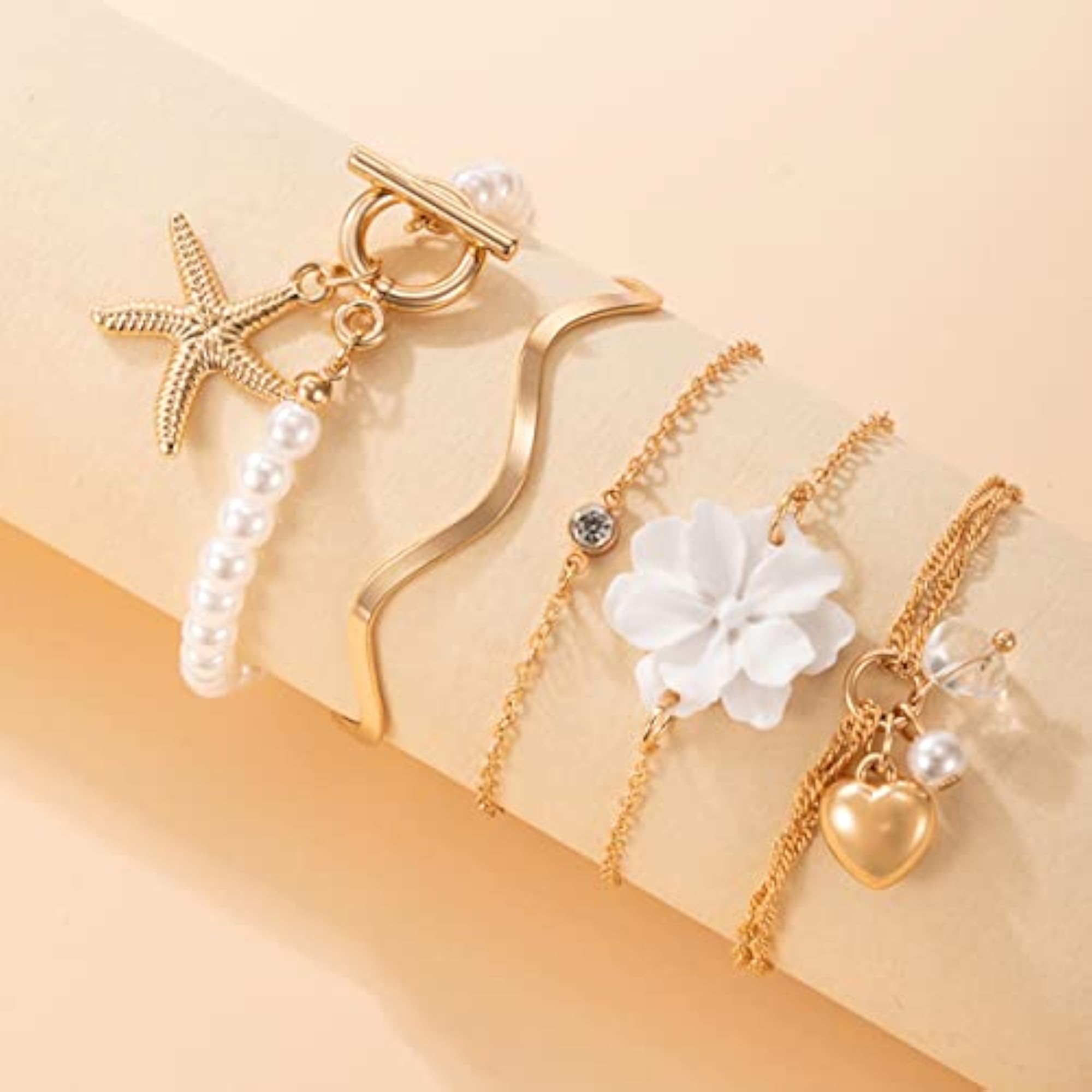 Gold-Toned Stackable Bracelet Set, 5 Pieces