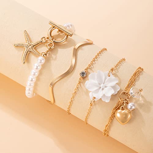 Gold-Toned Stackable Bracelet Set, 5 Pieces