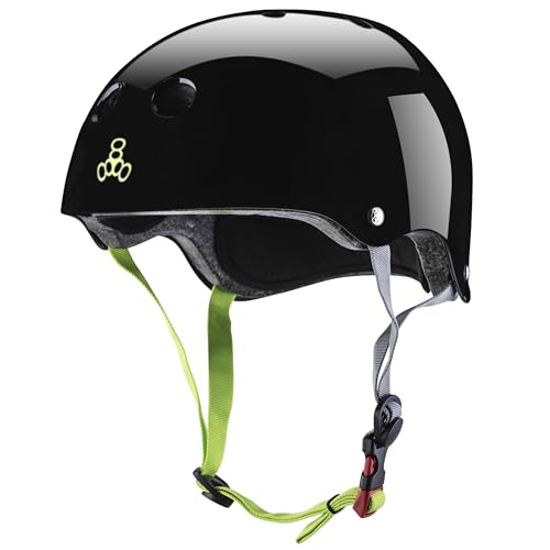 Triple Eight Dual Certified Bike and Skateboard Helmet, Black Glossy, Small/Medium