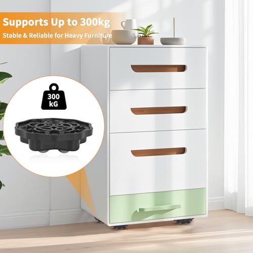 Vuxava Möbelrollen flach, 12 Stück - Kugelrollen für Schwerlast 300kg, 360° drehbar, klein, selbstklebend & Schraubenmontage, für Sofa, Schrank, Küchengeräte