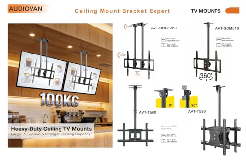 Image of Audiovan 360 Degree Rotate TV Ceiling Mount for 32-65 Inches LED LCD & Plasma TV Movable Swivel Bracket (AVT-360 Ceiling)