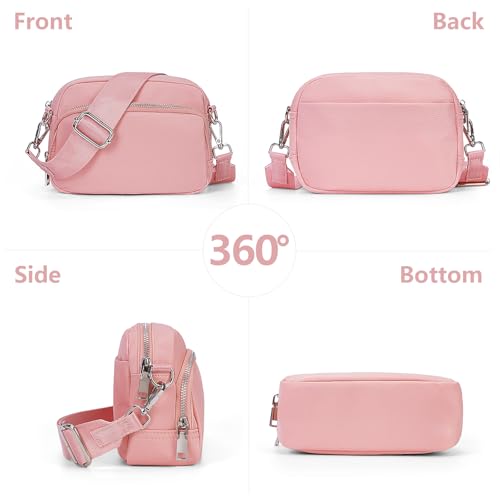 Image of Crossbody Bag for Women,Camera Sports Purses Lightweight Shoulder Bag Waterproof Purse with Adjustable Wide Strap (Pink)