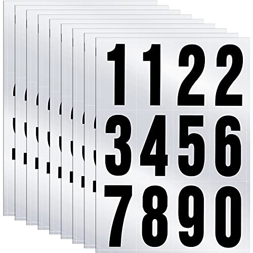 Image of Tenare 96 Pcs Vinyl Number Stickers 0-9 Reflective,3 Inch,Black in Silver