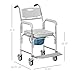 HOMCOM 3-in-1 Shower Commode Wheelchair, FSA/HSA Eligible Transport Beside Commode Chair, Waterproof Rolling Over Toilet Chair 330 lbs. Weight Capacity with Padded Seat, Gray