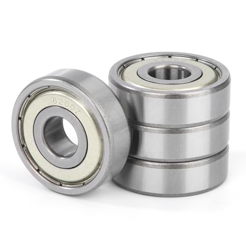 4 Piezas 6200ZZ Rodamiento de Bolas, 10x30x9mm Acero cromado con Doble junta metálica, Pre-lubricado, 6200Z Rodamientos Rígido De Bolas para Monopatines, Scooters