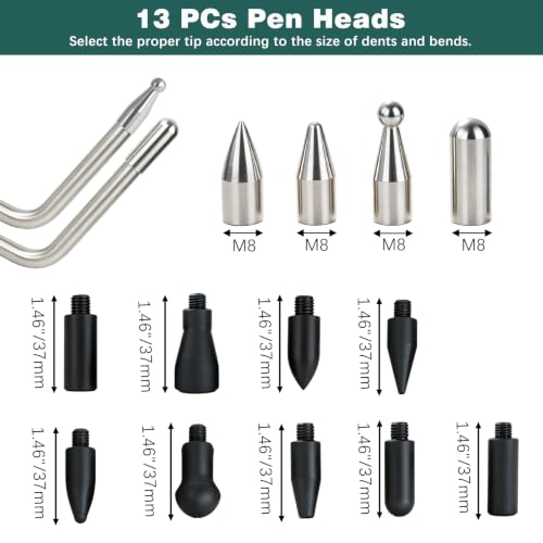 30 Pcs Rods Dent Removal Kit, Upgraded Hardened Manganese Steel Dent Correction Rods Set, Professional Auto Hail Damage & Door Ding Restoration Tools for Car Body Minor Pit Repair, No Paint Damage by Poakkus - Used condition - Image 4