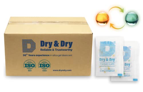 Dry & Dry Orange Indicating Silica Gel Packets Desiccants - Food Safe Silica Packs, Silica Gel, Desiccant Packs for Food Storage - Orange - 1000 Packets (5 Gram)