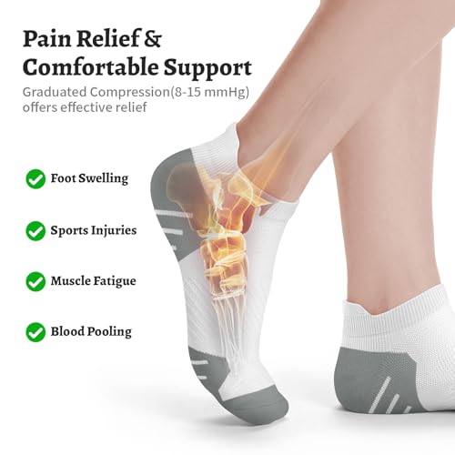 Image of 6 Pairs Compression Socks for Women Ankle Running Socks With Arch Support | Athletic Womens Socks with Heel Tab, Lightweight Cushioned & Breathable for Walking, Running, Workout, Travel, Everyday Wear