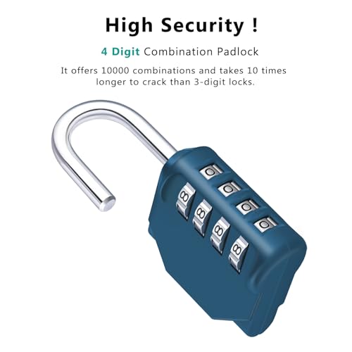 Image of ZHEGE Combination Locker Locks, Padlock for Locker (Peacock Blue, 2 Pack) | Resettable, 4 Digit, Keyless, Gym Locks for School, Gate, Door, Hasp Storage, Fence, Toolbox, Case, Outdoor Use Weatherproof