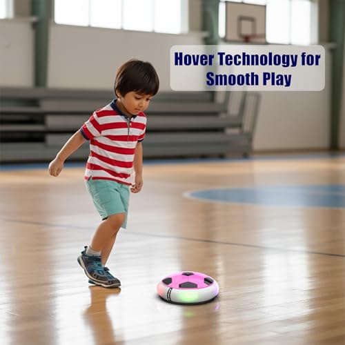 Image of Mirana Air Football Smart Toy for Kids | 3-Mode USB Type-C Rechargeable Hover Ball | Indoor Electric Hoverball with LED Lights | Birthday Gift for Boys & Girls 2 3 4 5 6 7 8 9 10 Years (Blue-Pink)