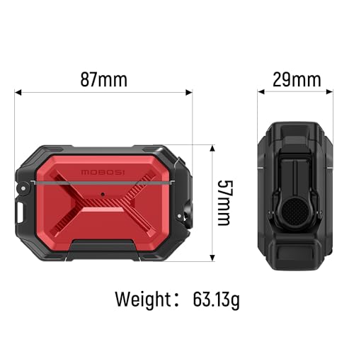 Image of MOBOSI for AirPods Pro 3 Case [IP68 Waterproof Case for iPods Pro 3&Compatible with MagSafe] Military Grade Protective Earpods Pro3 Cover with Secure Lock, Keychain & Phone Stand (2025),Red
