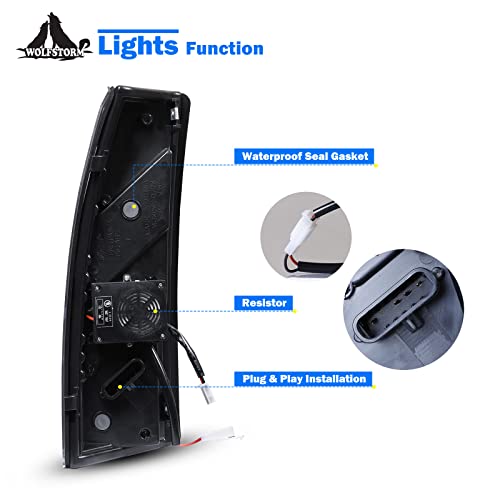 Wolfstorm Led Tail Lights Fit For 1992-1999 Gmc Suburban And 1988-1999 Gmc K/C(1500/2500/3500) And 1992-1999 Gmc Yukon/Chevy Suburban,1992-1994 Chevy Blazer,1995-2000 Chevy Tahoe #TOP6