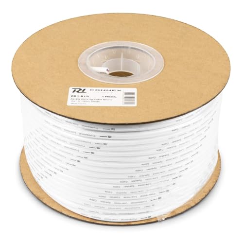 Power Dynamics PD Connex RX12W Cable de altavoz con aislamiento doble 2x 1,5 mm, ideal para sistemas de megafonía, cableado de instalación para altavoces, Potencia máx. de 15 A, 100 m, Blanco