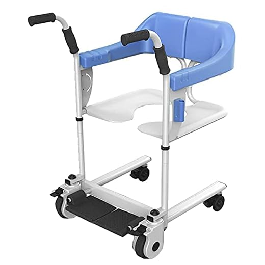 Hydraulic Patient Lift Bathroom Wheelchairs,Seated Patient Lift,Handicapped Elderly Commode Bath Chair,Multi-Function ?Patient Lift Easy Transfer to Toilet and Bathroom,Darkblue-Comfortediti