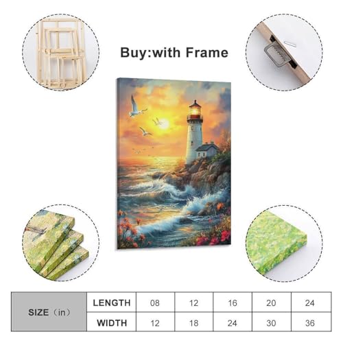 Impression sur toile phare côtier décoration murale maison 30x45