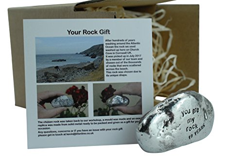 Pirantin 19th Anniversary You are My Rock Gift Idea - Solid Metal Heavy Polished Rock Gift for 19 Year Anniversary