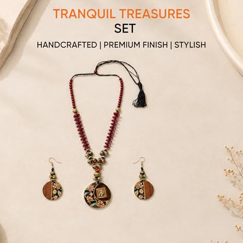 Image of AAKRITI ART CREATIONS Handcrafted Women's Jewelry Set - Ethnic Necklace and Earrings, Fashion Accessories for Special Occasions & Celebrations