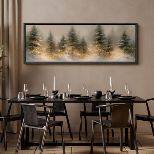 Image of MUDECOR Large Framed Canvas Print Wall Art Snow Pine Forest for Living Room