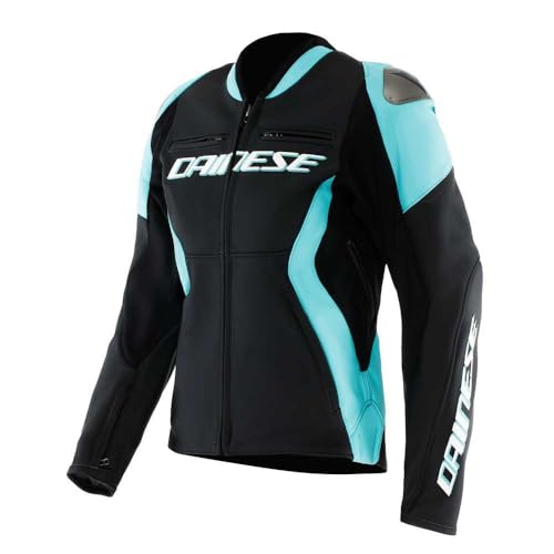 Dainese Racing 5 Blouson en cuir de moto pour femmes, schwarz/hellblau, 42