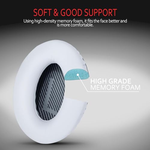 Image of Premium Ear Pad Replacement for Bose Headphones Earpads, Compatible with Bose QuietComfort 35 ii /QC35 /QC25 /QC2 /QC15 /Ae2 /Ae2i /Ae2w /SoundTrue & SoundLink, by Krone Kalpasmos - White