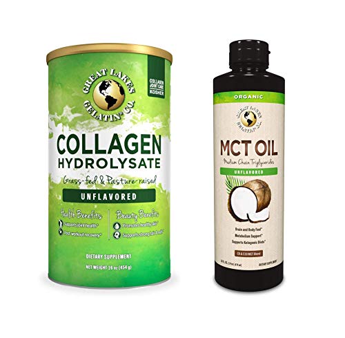 Great Lakes Gelatin Collagen Hydrolysate Powder 16 oz + Organic MCT Coconut Oil 16 fl oz