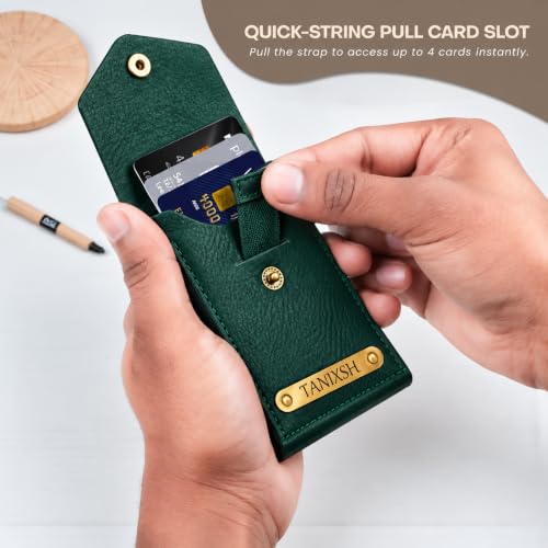 Image of Personalized Slim Wallet for Men, Card & Cash Holder (Green)
