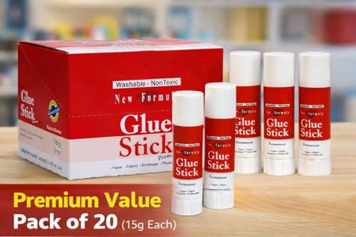 Image of Premium Glue Stick 15 Grams Pack Of 20 Pcs | Strong Quick Dry Clear Adhesive | Smooth Application Non-Toxic Glue Sticks | Ideal For School Craft Office And Paper Projects | Bulk Stationery Set