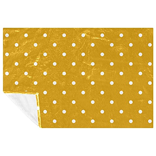 Couverture douce pois moutarde et blanc 150x100 cm pour lit