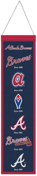 WinCraft Atlanta Braves Wool Banner, 8x32, Heritage Evolution Design