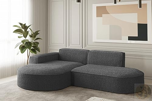 FRIDERIK-EU - Sofá de esquina, sofá de salón, sofá esquinero [gris (Ascot Graphite) - Izquierda] Muebles de salón, sofás y sofás, sofá, reposacabezas ajustables, respaldos retráctiles