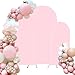 Spandex Fitted Wedding Arch Cover Set of 3 Pink Arch Backdrop Cover, Round Top Chiara Backdrop Stand Covers for Wedding Birthday Party Baby Shower Banquet Arch Decoration (Pink, 6FT,6.6FT,7.2FT)