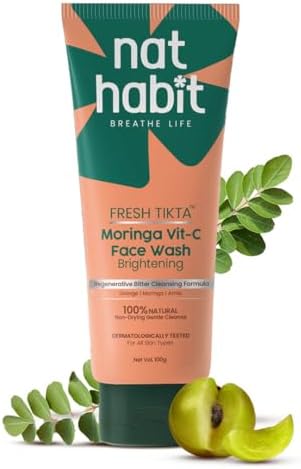 Nat Habit Moringa Vitamin-C Gel Face Wash For Pimple And Oil Control With Glowing Skin, Paraben & Sulphate Free Face Cleanser For Men & Women, (100 g)