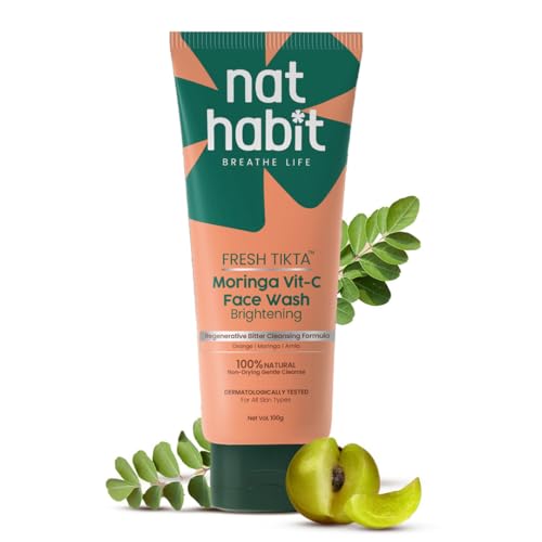Nat Habit Moringa Vitamin-C Gel Face Wash For Pimple And Oil Control With Glowing Skin, Paraben & Sulphate Free Face Cleanser For Men & Women, (100 g)