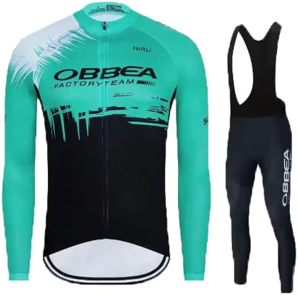Conjunto de camisa de ciclismo masculina de manga comprida, roupa de bicicleta, calça de ciclismo com enchimento de gel 20D