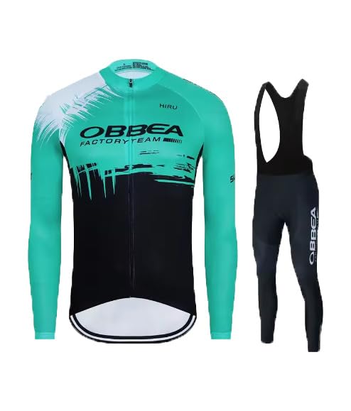 Conjunto de camiseta de ciclismo para hombre, camiseta de manga larga, ropa de bicicleta, pantalones de ciclismo con acolchado de gel 20D (TZ-0390, XXL)