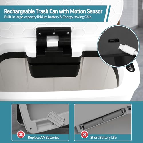 Cesto de basura automático para baño con sensor de movimiento, tapa sellada y recargable miniatura 4